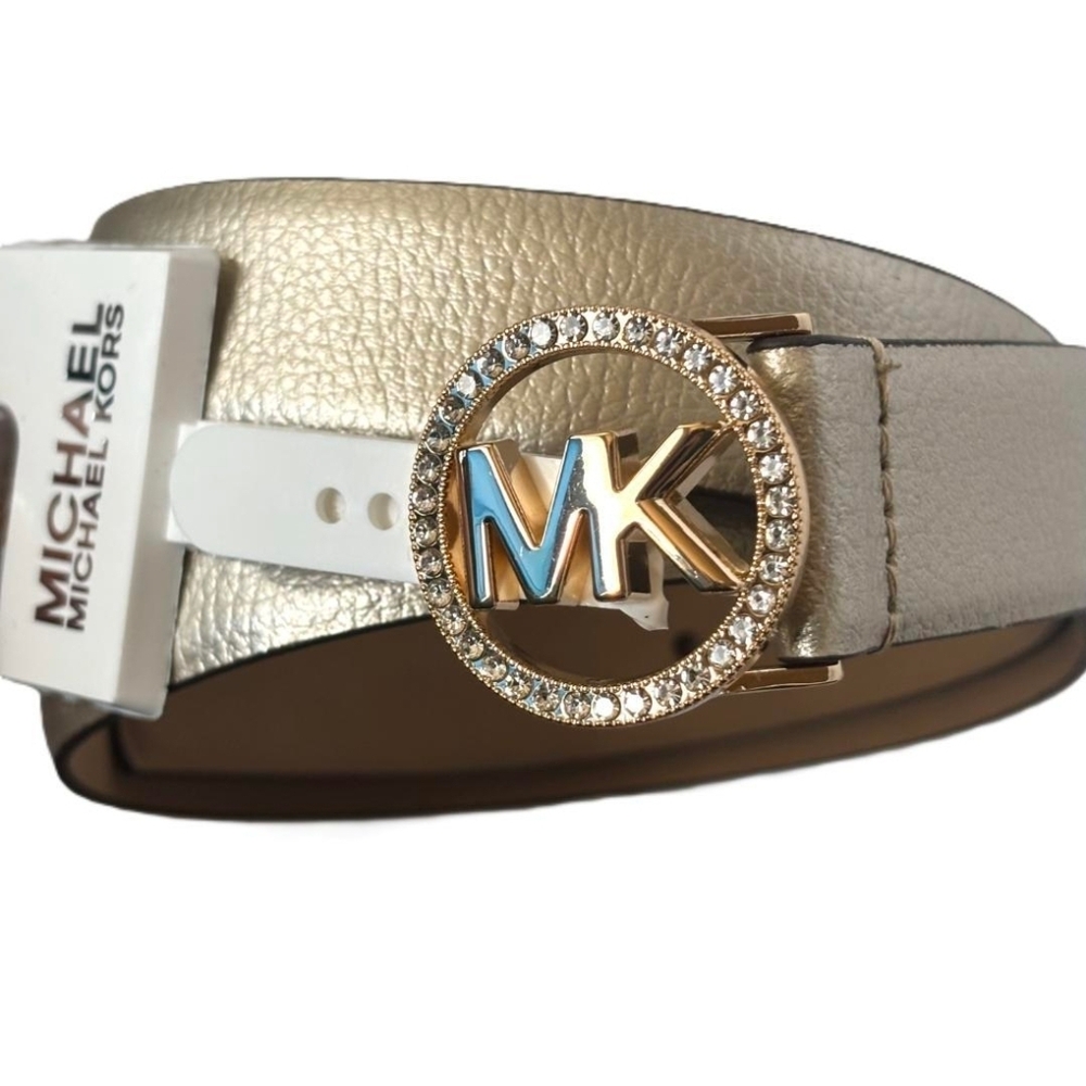 Michael Kors - Genuine Leather And Gold Emblem Women's Belt